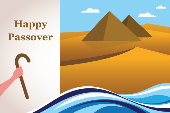 Happy Passover Wish With Pyramids In Background Illustration