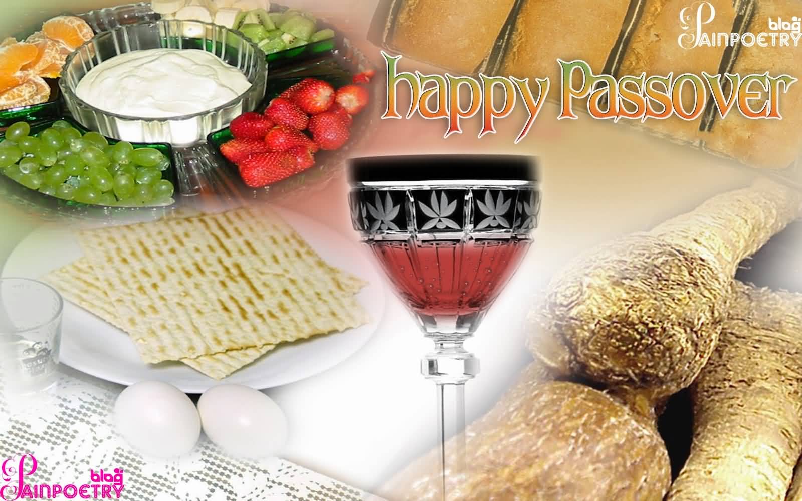 Happy Passover Wishes With Seder Items
