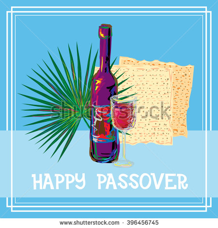 Happy Passover With Background Traditional Matzo And Wine