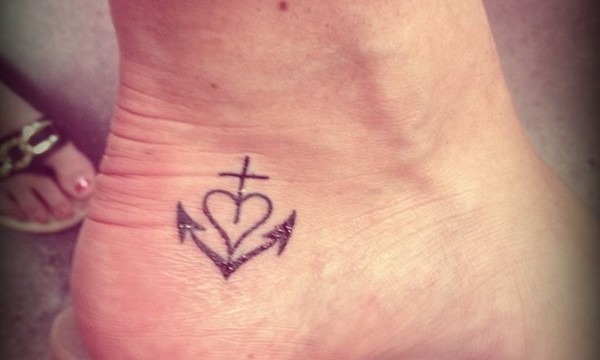 Heart Anchor Tattoo On Heel