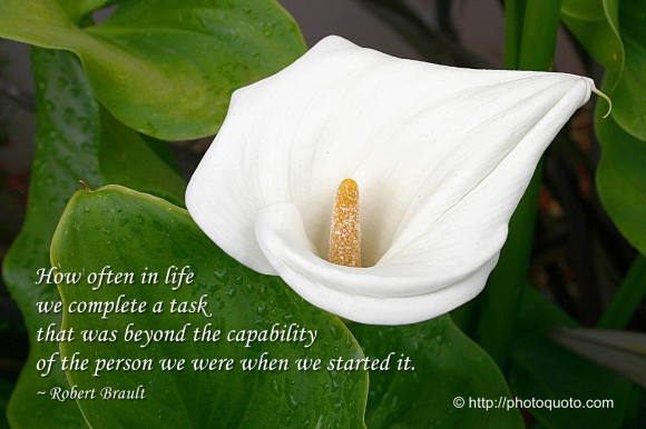 How often in life we complete a task that was beyond the capability of the person we were when we... - Robert Breault