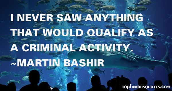 I never saw anything that would qualify as a criminal activity. Martin Bashir