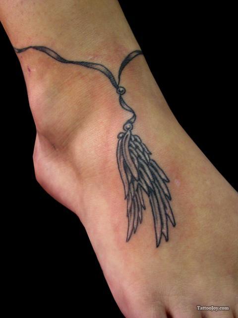 Indian Feather Ankle Tattoo Idea For Girls