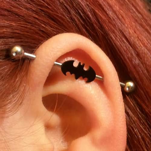 Industrial Piercing With Bat Barbell