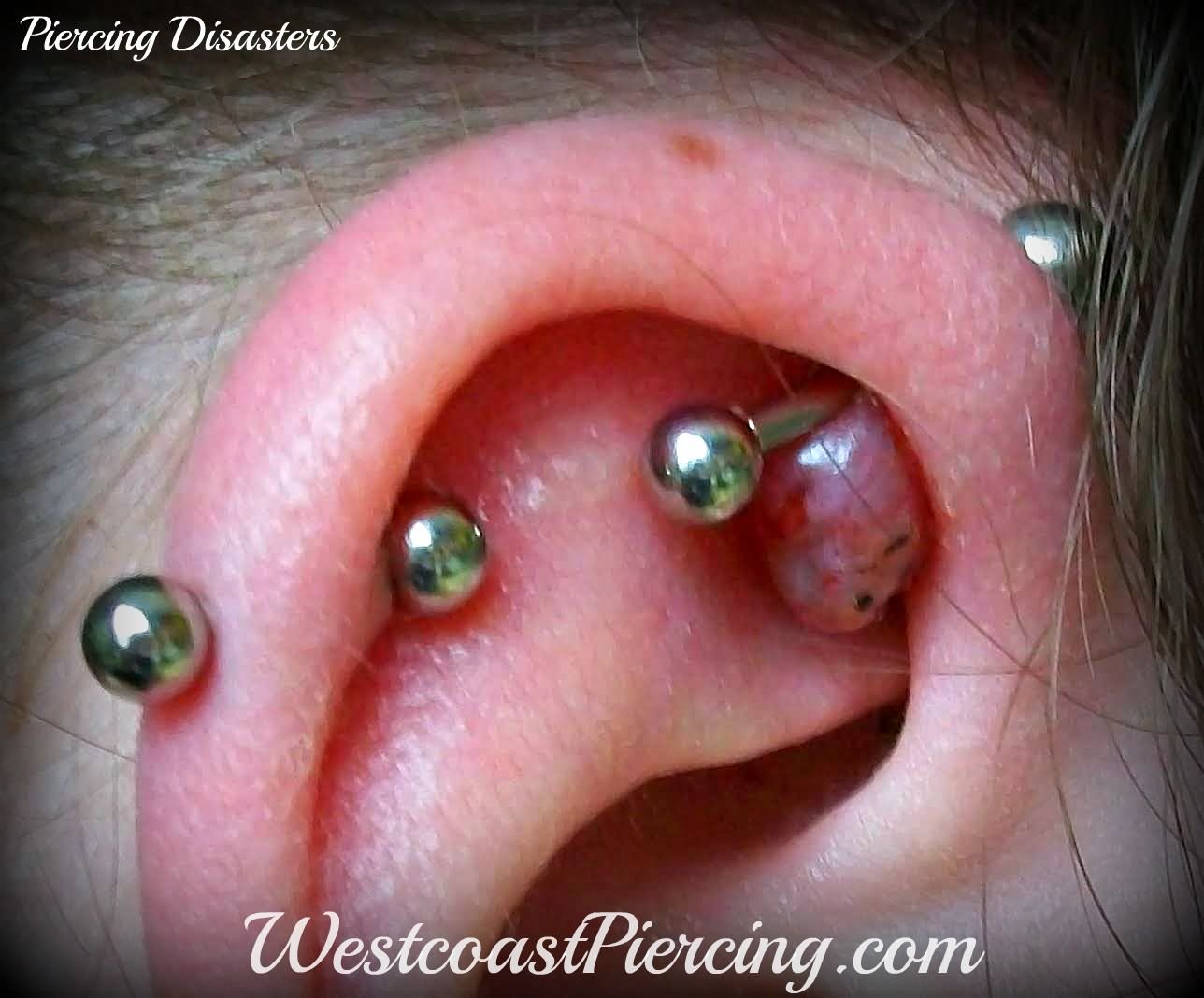 Industrial Piercing With Silver Barbells