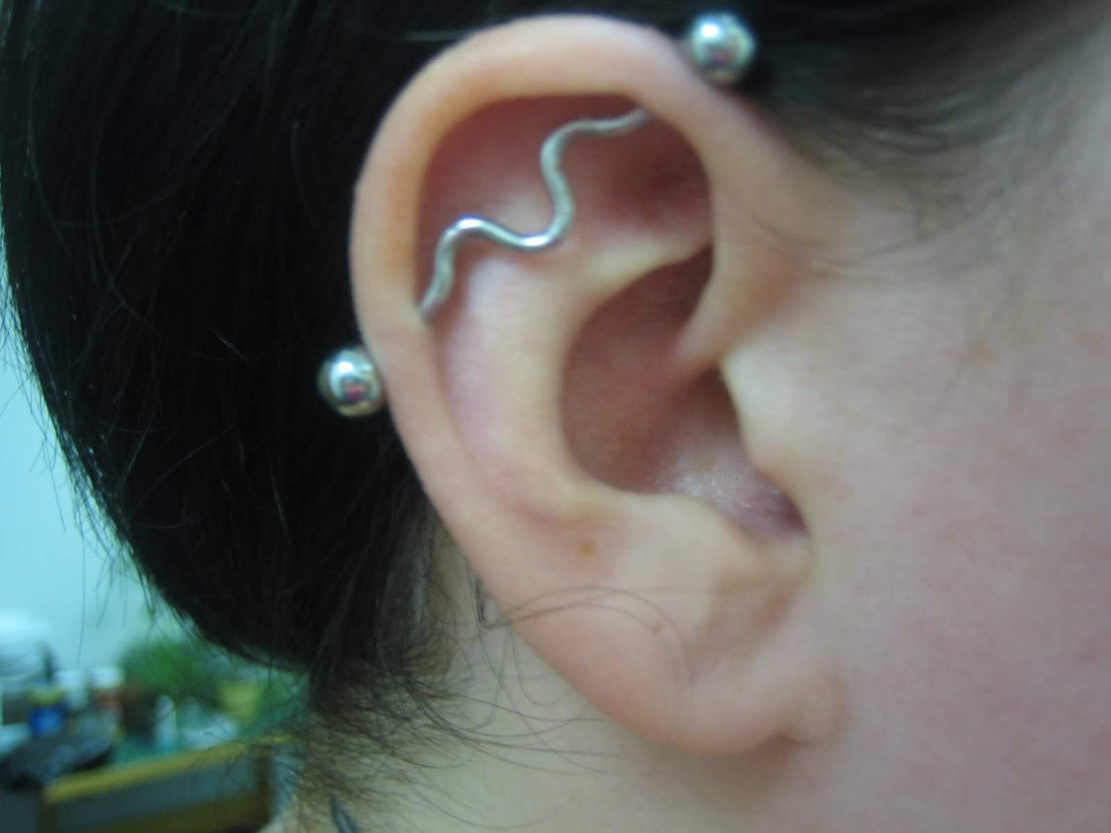 Industrial Piercing With Waving Barbell