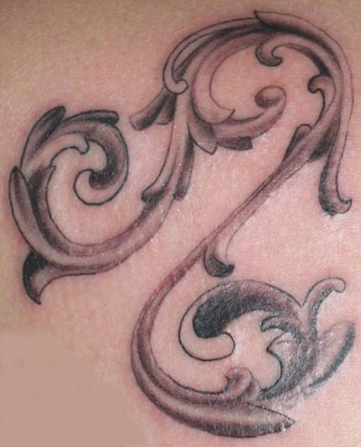 Latest Black Ink Leo Zodiac Sign Tattoo Design