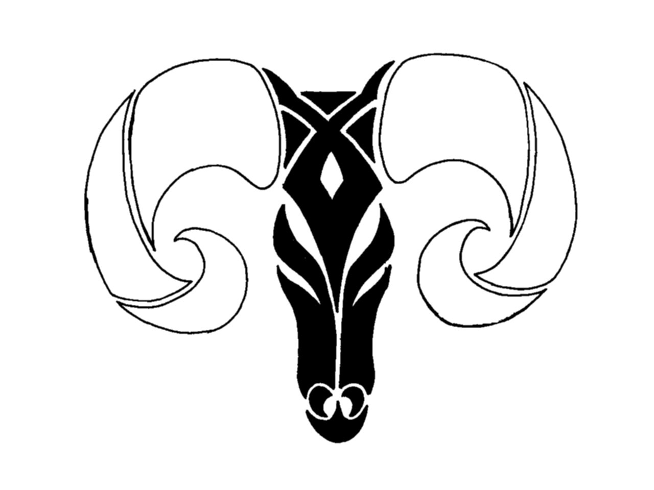 Latest Black Tribal Aries Zodiac Sign Tattoo Stencil