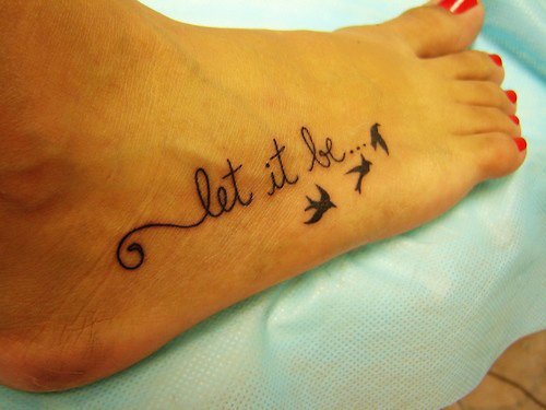 Let It Be Cute Word Foot Tattoo For Girls
