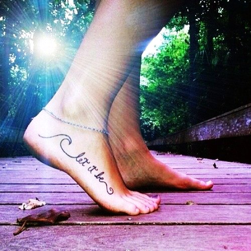 Let It Be Quote Foot Tattoo