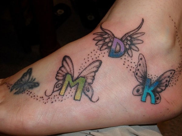 Letters With Butterfly Tattoo On Left Foot