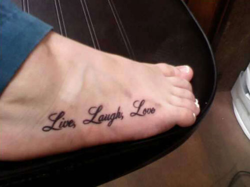 Live Laugh Love Cute Word Foot Tattoo