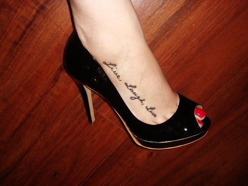 Live Laugh Love Quote Foot Tattoo For Girls