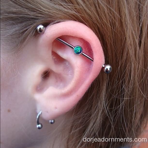 Lobe And Industrial Piercing For Girls
