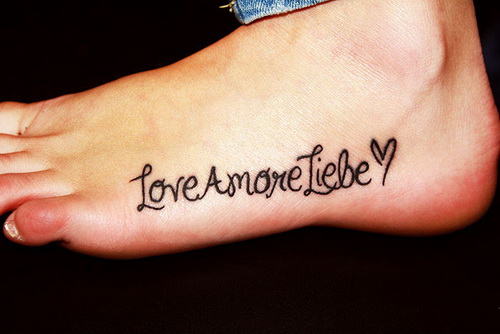 Love A More Lieble Cute Word Foot Tattoo