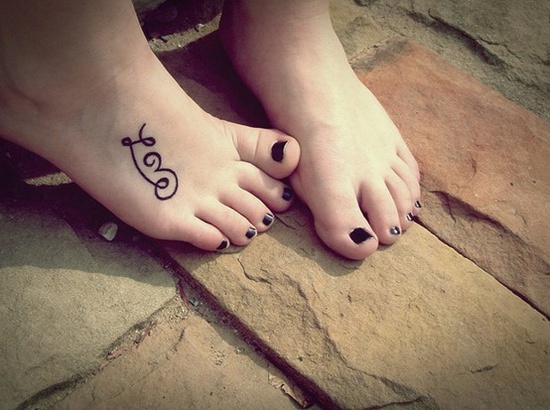 Love Tattoo On Girl Right Foot