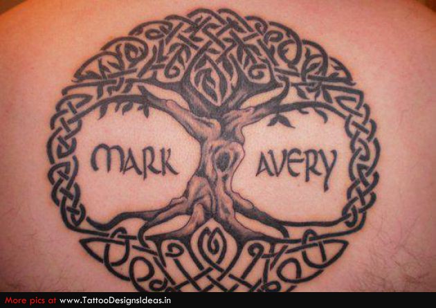 Mark Avery - Black Ink Celtic Tree Of Life Tattoo Design