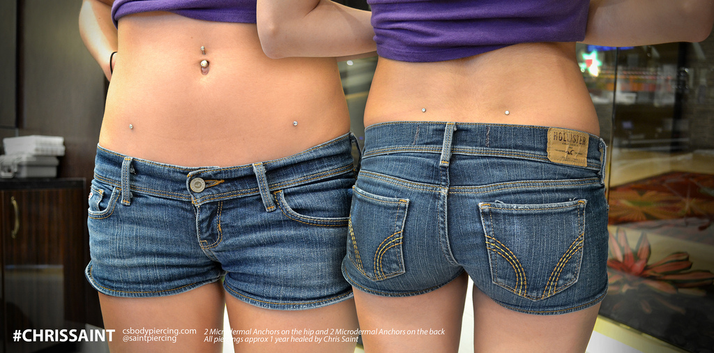 Microdermals Back Dimple Piercing And Hip Piercing