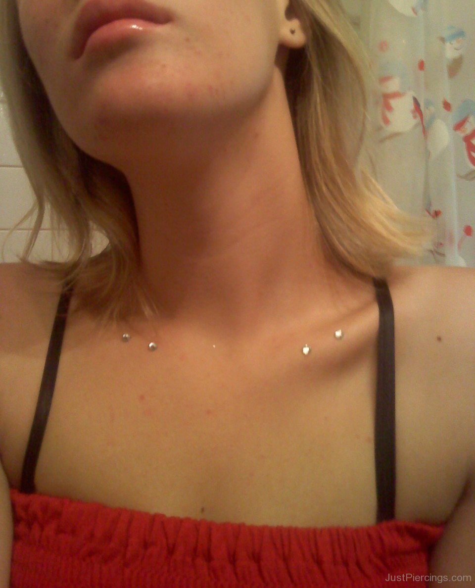 Microdermals Clavicle Piercing For Beautiful Girls
