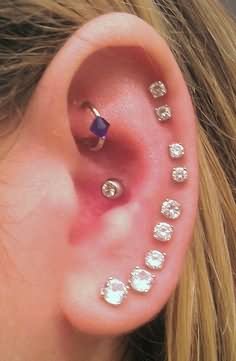 Multiple Ear With Helix Piercing