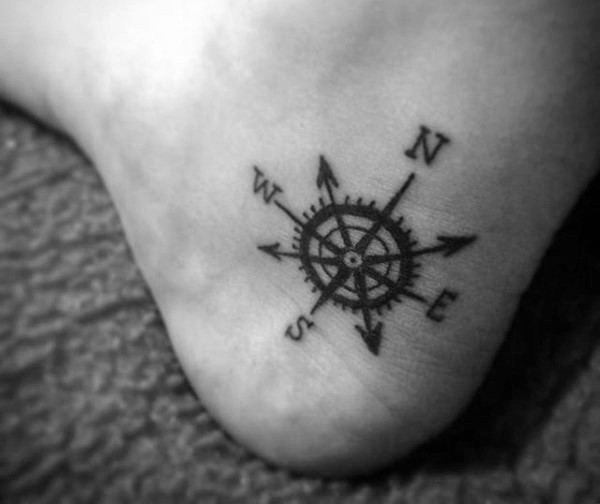 Nautical Compass Tattoo On Heel