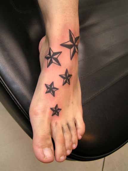 Nautical Stars Foot Tattoo Idea