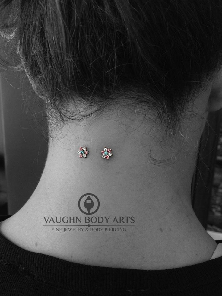Neck Piercing With Flower Studs