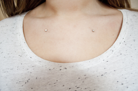 Nice Clavicle Piercing With Dermals