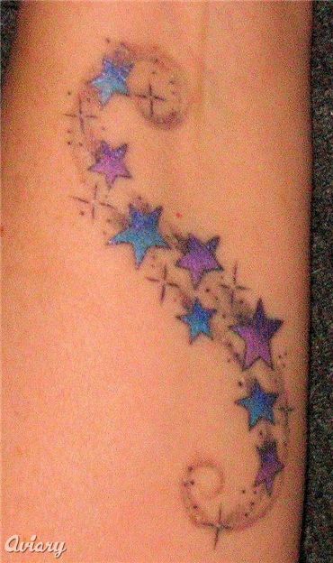 Nice Colorful Wrist Star Tattoos