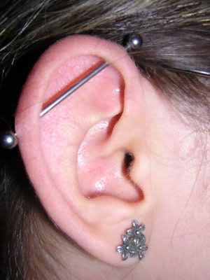 Nice Ear Lobe And Industrial Piercing