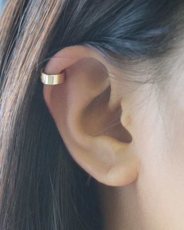 Nice Helix Piercing With Gold Ear Cuff