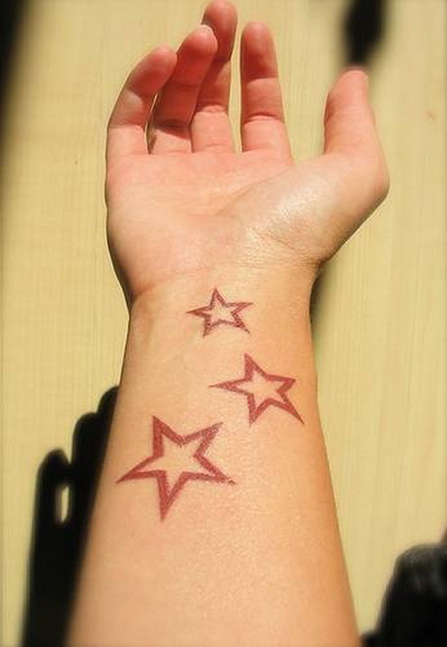 Nice Outline Three Star Tattoos On Wrist