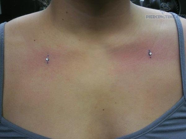 Nice Silver Anchors Clavicle Piercing Idea