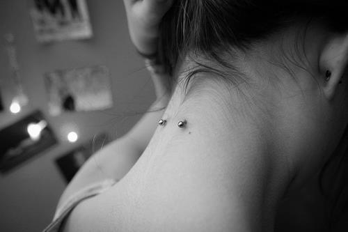 Nice Silver Barbell Back Neck Piercing