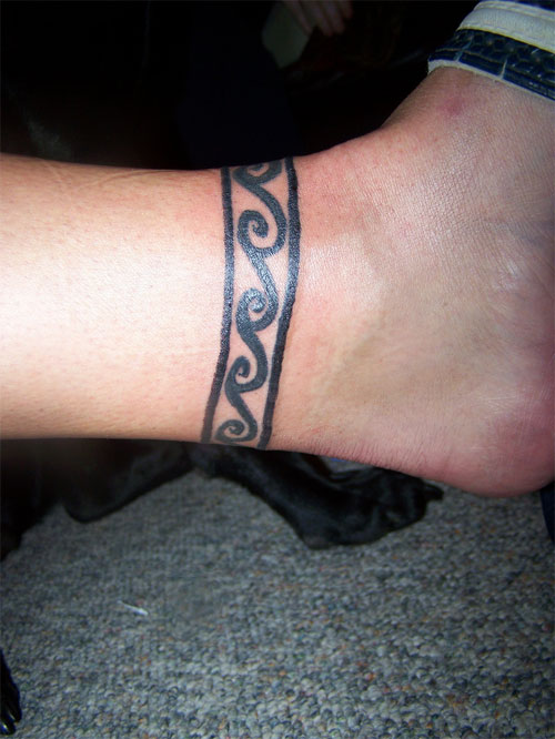 Nice Tribal Ankle Band Tattoo For Girls