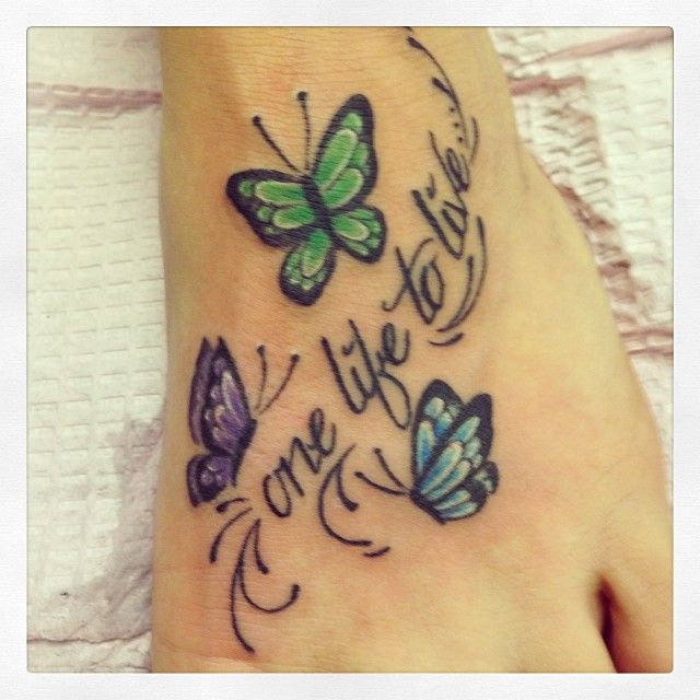One Life To Live Butterfly Foot Tattoo