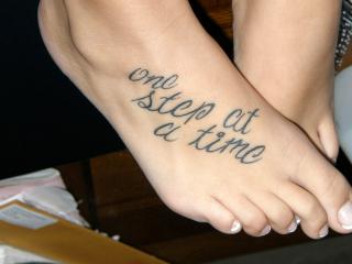 One Step At A Time Quote Foot Tattoo