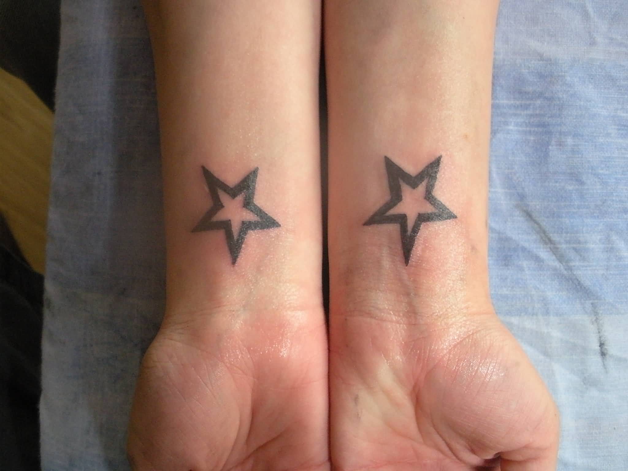 Outline Black Star Tattoos On Wrist