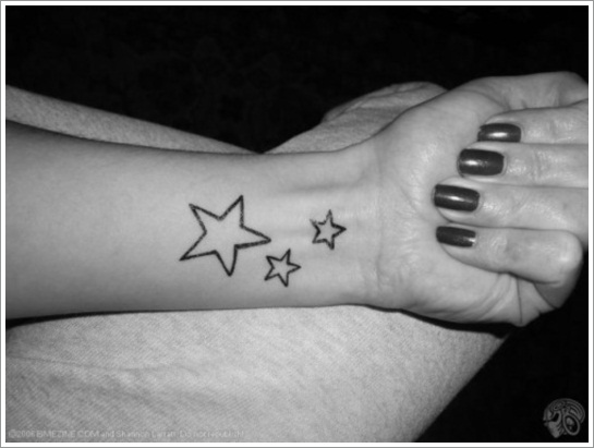 Outline Star Tattoos On Wrist