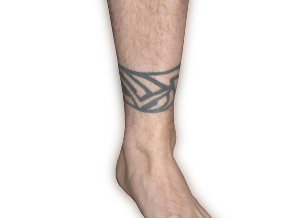 Outline Tribal Ankle Band Tattoo Idea
