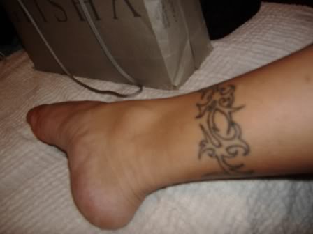 Outline Tribal Ankle Band Tattoo