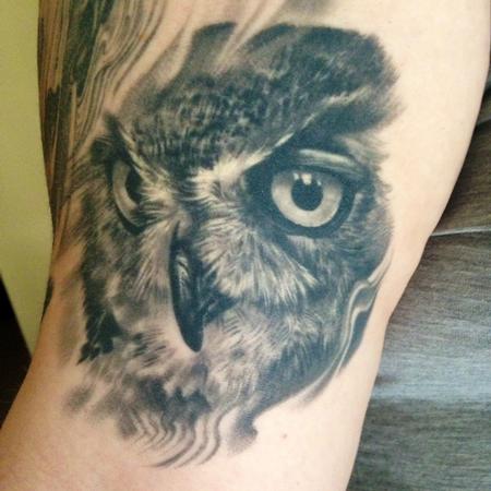 Owl Face Tattoo Design For Sleeve