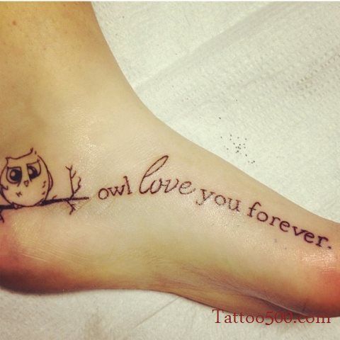 Owl Love You Forever - Cute Small Owl Tattoo On Left Foot