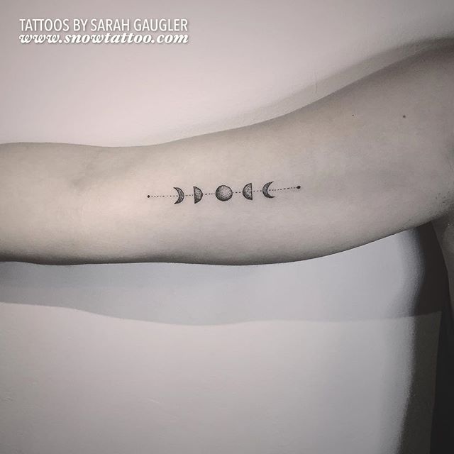 Phases Of The Moon Tattoo On Right Bicep By Sarah Gaugler