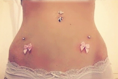 Pink Bows And Hip Piercing Ideas For Girls