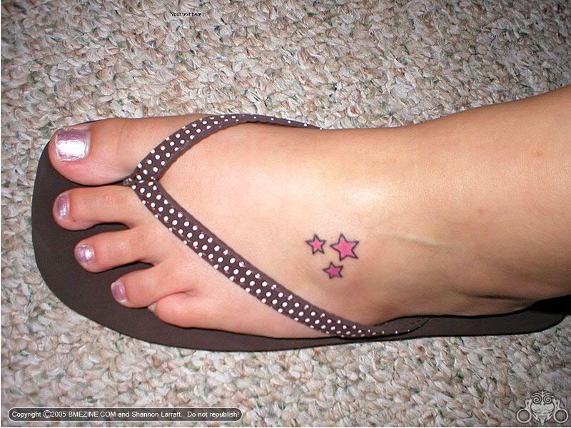 Pink Stars Cute Foot Tattoo