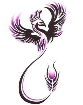 Purple And Black Tribal Phoenix Tattoo Design