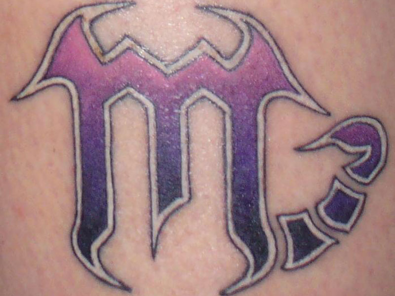 Purple Scorpio Zodiac Sign Tattoo Design