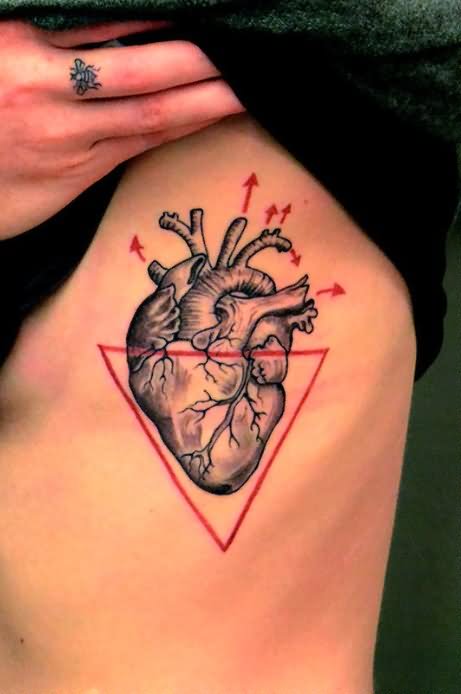 Real Heart With Triangle Tattoo Design For Heart