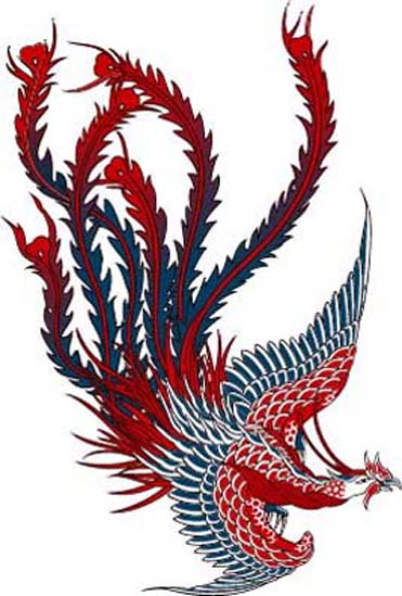 Red And Black Japanese Phoenix Tattoo Design